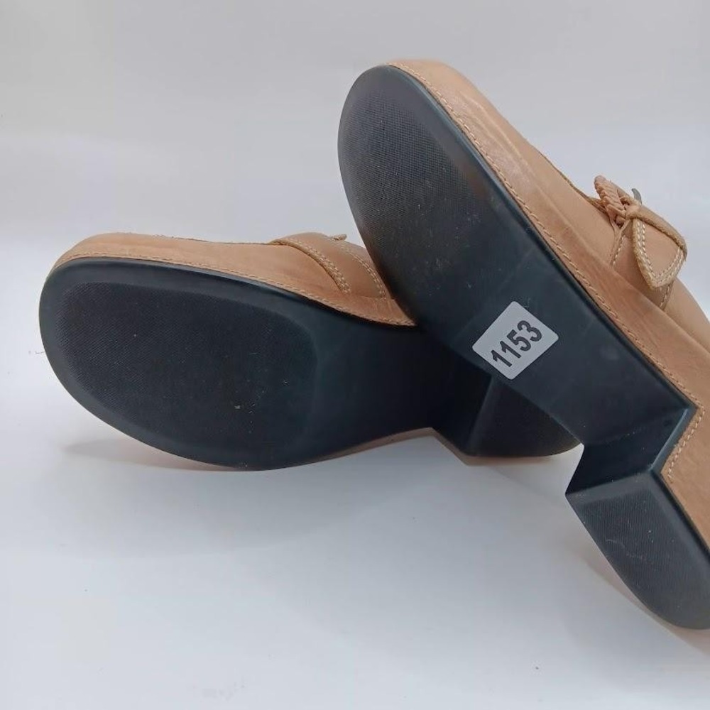 Bass Clover Shoes Womens Size 8M Tan Leather Slip On Clogs Heels Comfort Buckle - Picture 10 of 10